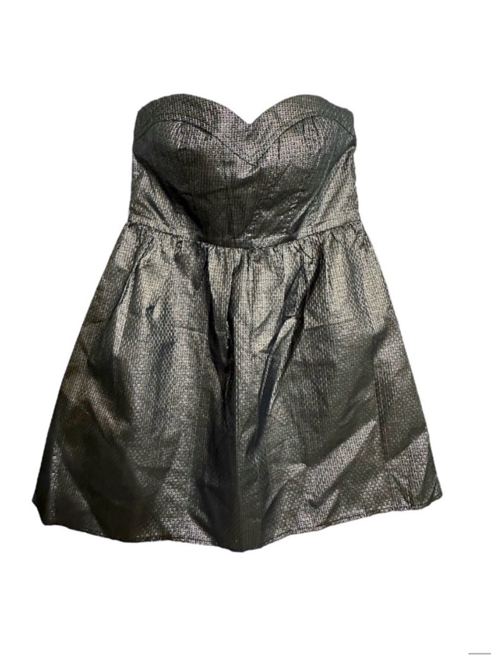Minuet Metallic Strapless Sweetheart Fit Flare Mini Cocktail Dress Y2K Medium